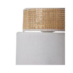 Applique Incurvée Rotin Et Tissu Blanc Ostaria -Marché Meubles Magasin applique incurvee rotin et tissu blanc ostaria 1 2