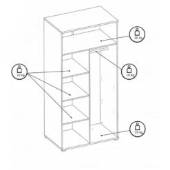 Armoire 2 Portes Blanc Et Gris Soma -Marché Meubles Magasin armoire 2 portes blanc et gris soma 2