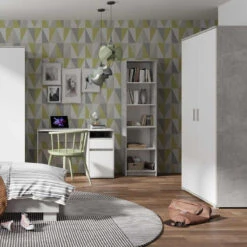 Armoire 2 Portes Blanc Et Gris Soma -Marché Meubles Magasin armoire 2 portes blanc et gris soma 3