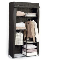Armoire Modulable 3 Penderies / 5 étagères Noir 5Five -Marché Meubles Magasin armoire penderie 3 etageres noir 2