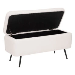 Banc Coffre Bouclette Blanc Aurora Atmosphera -Marché Meubles Magasin banc coffre bouclette blanc aurora atmosphera 1 2