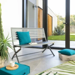 Banc Pliant Olbia Noir Graphite Hespéride -Marché Meubles Magasin banc pliant olbia noir graphite hesperide 3