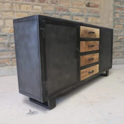 Buffet Métal Et Bois Jodhpur 2 Portes 4 Tiroirs -Marché Meubles Magasin buffet metal et bois jodhpur 2 portes 4 tiroirs 2