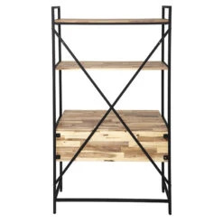 Bureau 2 étagères Edena Bois Et Métal Atmosphera -Marché Meubles Magasin bureau 2 etageres edena bois et metal atmosphera 2