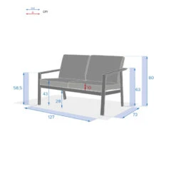 Canapé 2 Places Pavane Graphite Hespéride -Marché Meubles Magasin canape 2 places pavane graphite hesperide 3