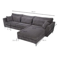 Canapé Angle Droit Isla Velours Côtelé Gris -Marché Meubles Magasin canape angle droit gris isla 6