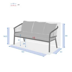Canapé Extérieur 3 Places Oriengo Taupe Hespéride -Marché Meubles Magasin canape exterieur 3 places oriengo taupe hesperide 3