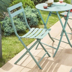 Chaise Métal Pliante Greensboro Vert Jade Hespéride -Marché Meubles Magasin chaise metal pliante greensboro vert jade hesperide 1 1