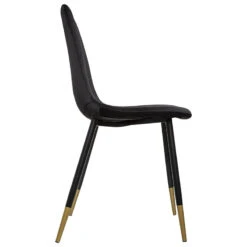 Chaise Velours Noir Pieds Gold Tyka Atmosphera -Marché Meubles Magasin chaise velours noir gold tyka atmosphera 1