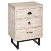 Chevet 3 Tiroirs Bois Blanchi Ajay Atmosphera -Marché Meubles Magasin chevet 3 tiroirs bois blanchi ajay atmosphera