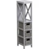 Chiffonnier 1 étagère + Paniers Tressés Gris -Marché Meubles Magasin chiffonnier 1 etagere paniers tresses gris