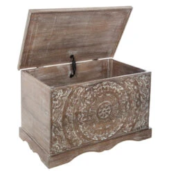 Coffre Chambre Shirel En Bois Blanchi Atmosphera -Marché Meubles Magasin coffre chambre shirel en bois blanchi atmosphera 2