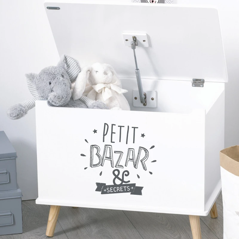 Coffre De Rangement "petit Bazar & Secrets" Blanc Atmosphera 4 Coffre De Rangement "petit Bazar & Secrets" Blanc Atmosphera – Image 2