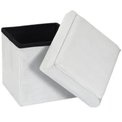 Coffre Pouf Pliable Gris Compatible Briques -Marché Meubles Magasin coffre pouf pliable gris compatible briques 6