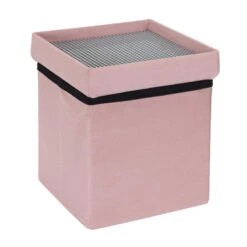 Coffre Pouf Pliable Rose Compatible Briques