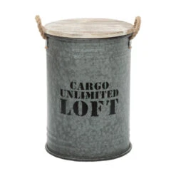 Coffres Bidons Gris Loft - Lot De 3 - Atmosphera -Marché Meubles Magasin coffres bidons gris loft lot 3 atmosphera 3