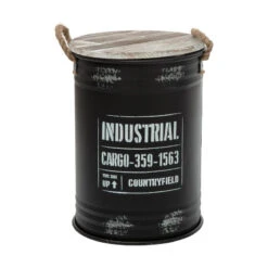 Coffres Bidons Noir Industriel - Lot De 3 - Atmosphera -Marché Meubles Magasin coffres bidons noir industriel lot de 3 atmosphera 2