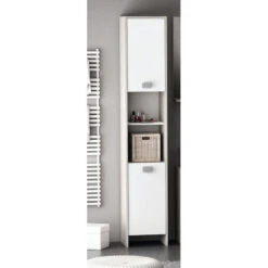 Demeyere Colonne 2 Portes HONOLULU Blanc/chêne Champagne -Marché Meubles Magasin colonne 2 portes honolulu blanc chene champagne 2