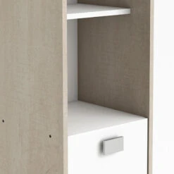 Demeyere Colonne 2 Portes HONOLULU Blanc/chêne Champagne -Marché Meubles Magasin colonne 2 portes honolulu blanc chene champagne 4