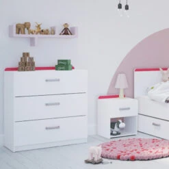 Demeyere Commode 3 Tiroirs Reverso Rose Ou Bleu -Marché Meubles Magasin commode 3 tiroirs reverso rose ou bleu 2