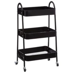 Desserte 3 Niveaux à Roulettes Métal Noir 5Five