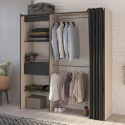 Demeyere Dressing Extensible 168 Cm Chicago Avec Rideau 8 Demeyere Dressing Extensible 168 Cm Chicago Avec Rideau -Marché Meubles Magasin dressing extensible 168 cm chicago avec rideau 1