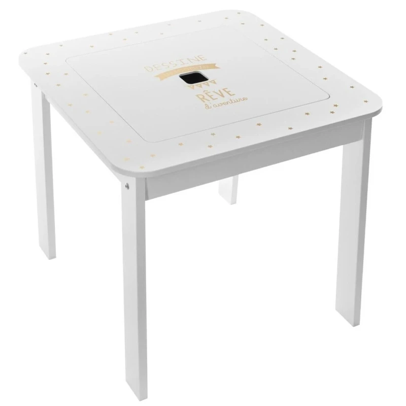 Ensemble Table + 2 Tabourets Enfant Blanc Doré Dream Atmosphera 5 Ensemble Table + 2 Tabourets Enfant Blanc Doré Dream Atmosphera – Image 3