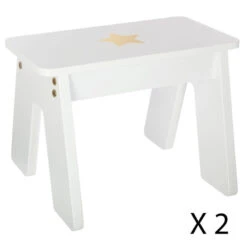Ensemble Table + 2 Tabourets Enfant Blanc Doré Dream Atmosphera 12 Ensemble Table + 2 Tabourets Enfant Blanc Doré Dream Atmosphera -Marché Meubles Magasin ensemble table 2 tabourets enfant blanc dore dream atmosphera 3