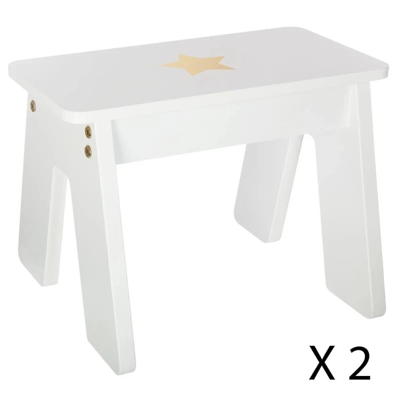 Ensemble Table + 2 Tabourets Enfant Blanc Doré Dream Atmosphera 6 Ensemble Table + 2 Tabourets Enfant Blanc Doré Dream Atmosphera – Image 4