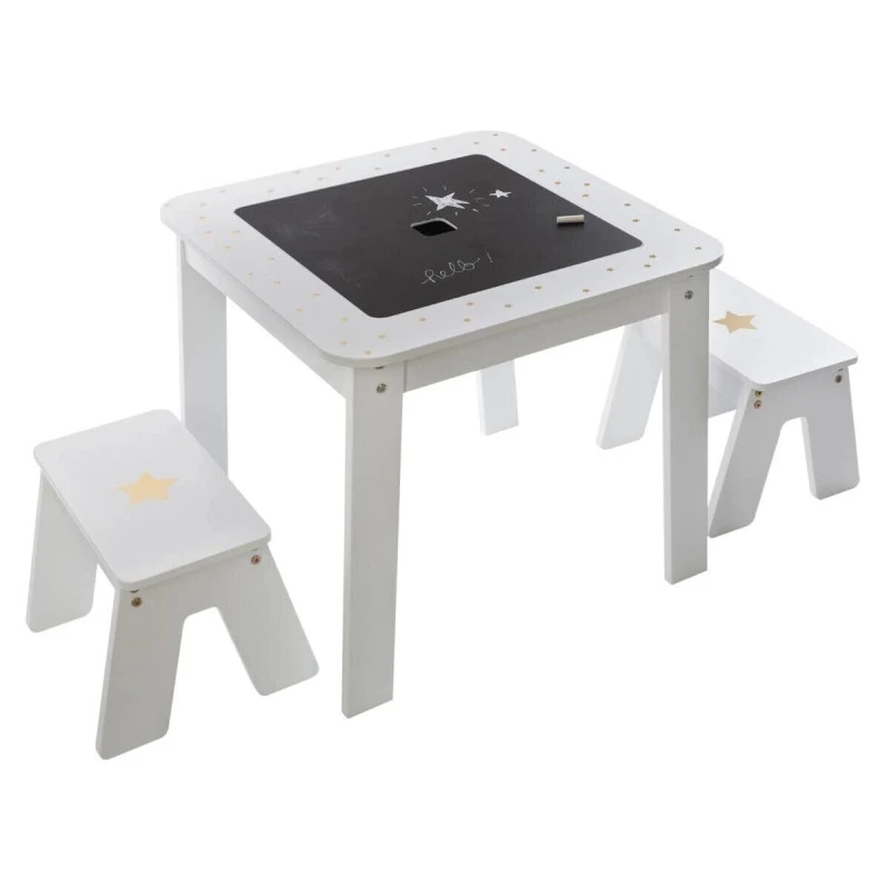 Ensemble Table + 2 Tabourets Enfant Blanc Doré Dream Atmosphera 9 Ensemble Table + 2 Tabourets Enfant Blanc Doré Dream Atmosphera – Image 7