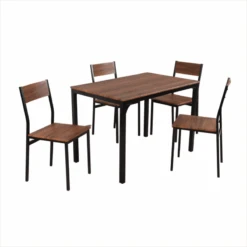 Ensemble Table + 4 Chaises Métal Et Effet Bois