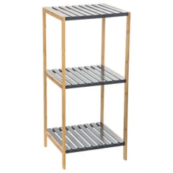 Etagère 4 Niveaux Salle Bain Varia Gris Bambou -Marché Meubles Magasin etagere 4 niveaux salle bain varia gris bambou 2