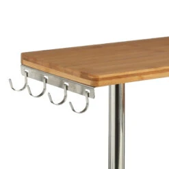 Etagère D'angle 3 Niveaux Bambou Et Inox 5Five -Marché Meubles Magasin etagere d angle 3 niveaux bambou et inox 5five 2