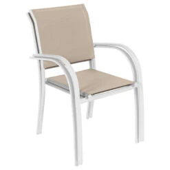 Fauteuil Empilable Piazza Hespéride Lin/blanc -Marché Meubles Magasin fauteuil empilable piazza hesperide lin blanc 1