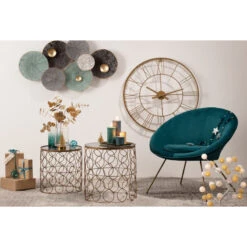 Fauteuil Evan Canard Piètement Doré Atmosphera -Marché Meubles Magasin fauteuil evan canard pietement dore atmosphera 1 3