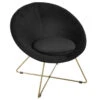 Fauteuil Evan Noir Piètement Doré Atmosphera -Marché Meubles Magasin fauteuil evan noir pietement dore atmosphera