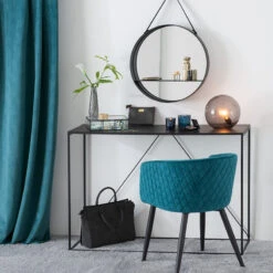 Fauteuil Séjour Marlo Bleu Canard Atmosphera -Marché Meubles Magasin fauteuil marlo bleu canard atmosphera 1