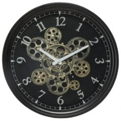 Horloge Noire Mécanisme Animé Luxe Atmosphera