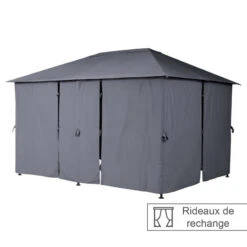 Jeu De 6 Rideaux Gris Ardoise Pour Tonnelle Santorini Et Thira -Marché Meubles Magasin jeu de 6 rideaux gris ardoise pour la tonnelle santorini 3 x 4m 1