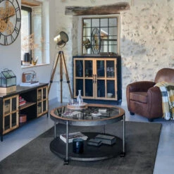 Lampadaire Métal Et Bois Ebor Bronze Atmosphera -Marché Meubles Magasin lampadaire metal et bois ebor bronze atmosphera h 152 cm 1