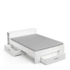 Demeyere Lit 140x190 Cm Pocket Blanc -Marché Meubles Magasin lit 2 places polly blanc 3