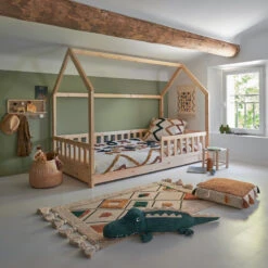 Lit Cabane 90x190 En Bois Sans Matelas Atmosphera -Marché Meubles Magasin lit cabane 90x190 en bois sans matelas atmosphera 3