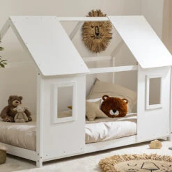 Lit Cabane Enfant Pin Blanc 90x190 Atmosphera -Marché Meubles Magasin lit cabane enfant pin blanc 90x190 atmosphera 1 1