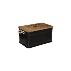 Lot De 3 Malles Métal Noir Plateau Bois Atmosphera -Marché Meubles Magasin lot de 3 malles metal noir plateau bois atmosphera 2