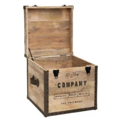 Malle Pouf Vintage En Bois Atmosphera -Marché Meubles Magasin malle pouf vintage en bois atmosphera 2