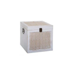 Malles Carrée Cannage Blanchi - Lot De 3 - Atmosphera -Marché Meubles Magasin malles carree cannage blanchi lot de 3 atmosphera 2