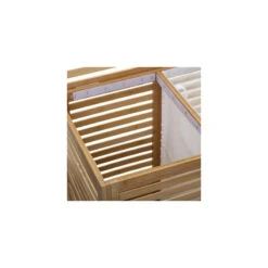 Panier à Linge Double En Bambou Sicela 5Five -Marché Meubles Magasin panier a linge double en bambou tissu 2