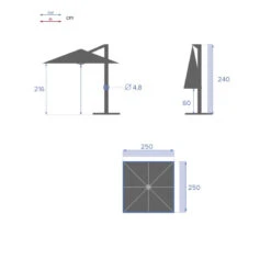 Parasol Décentré Carré Manoa Grenade Hespéride -Marché Meubles Magasin parasol decentre carre manoa grenade hesperide 3