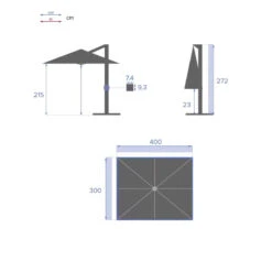 Parasol Décentré Eléa Inclinable Rectangulaire Ardoise Hespéride -Marché Meubles Magasin parasol decentre elea inclinable 3 4 ardoise hesperide 6