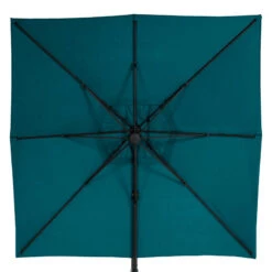 Parasol Décentré Eléa Inclinable Carré Bleu Canard Hespéride -Marché Meubles Magasin parasol decentre elea inclinable carre bleu canard hesperide 3